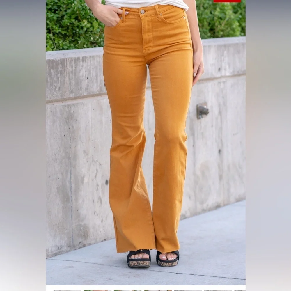 Judy Blue Marigold High Rise Tummy Control Top Flare Jeans Womens 7 28 Stretch